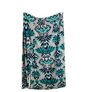 Dept222 Women's Boho Ikat Abstract Floral Print Midi Skirt Size M‎ Resort Boho
